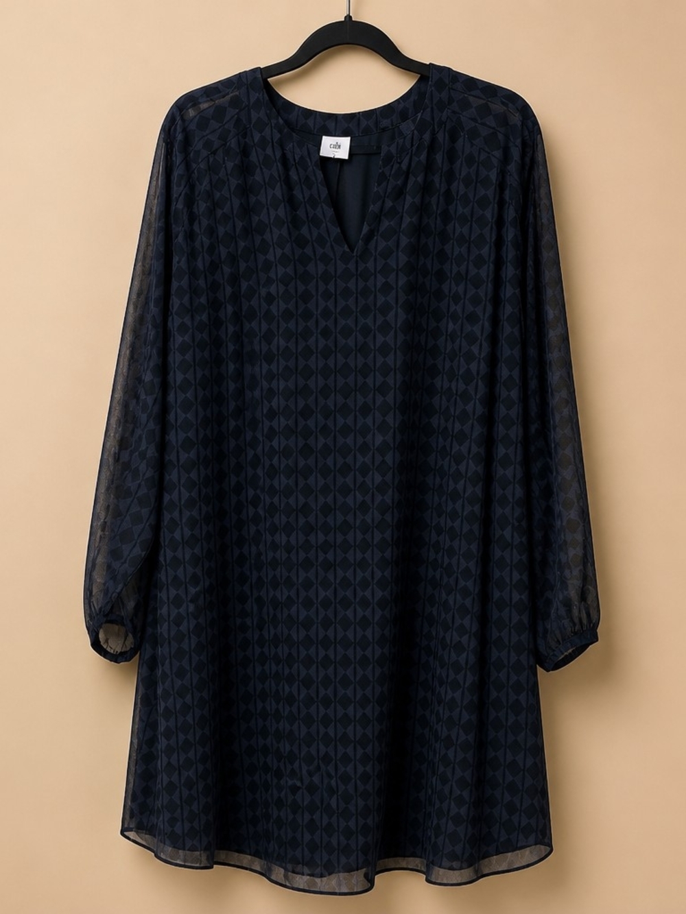 Cabi Shimmer Navy Diamond Print Tunic Dress